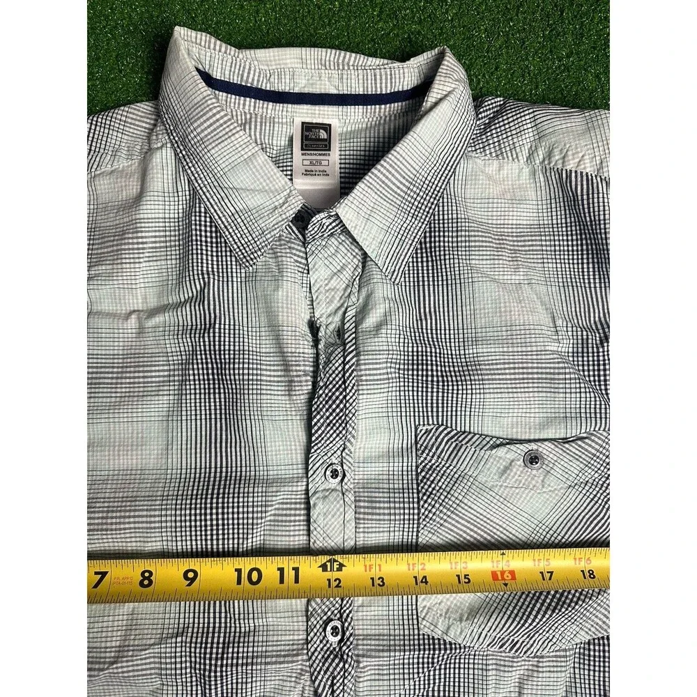 The North Face‎ Mens Button Down Shirt XL Green Plaid Short Sleeve Outdoors